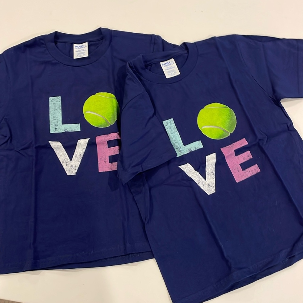 Tennis love tshirts for kids, size S in navy blue, brand new